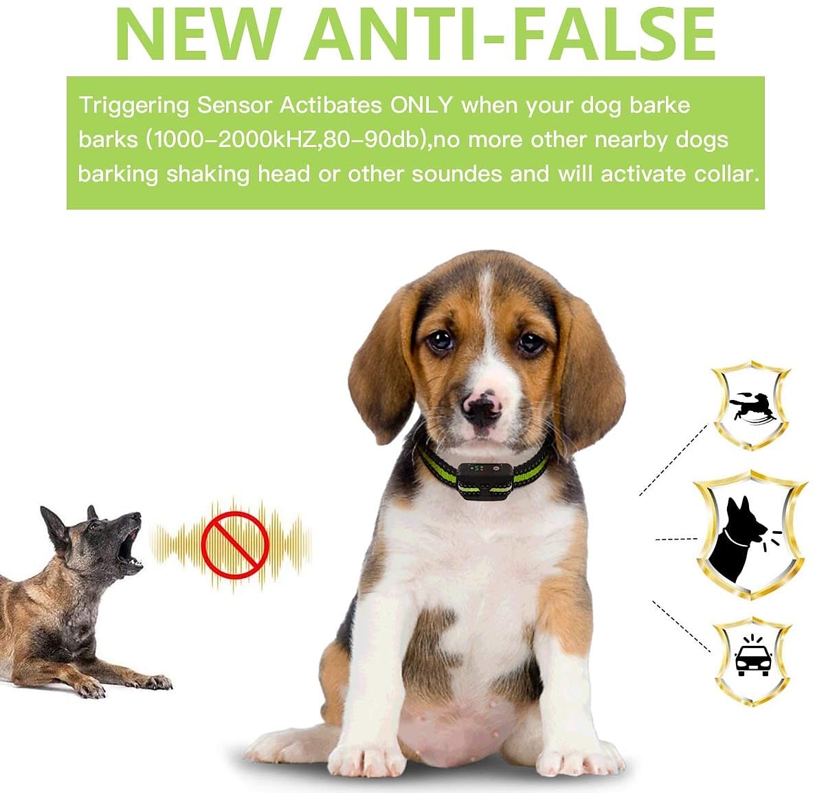 Collar Antiladridos Recargable Collar Antiladridos Bip Shock Dispositivo de Adiestramiento para Perros con 7 Niveles de Sensibilidad Ajustables