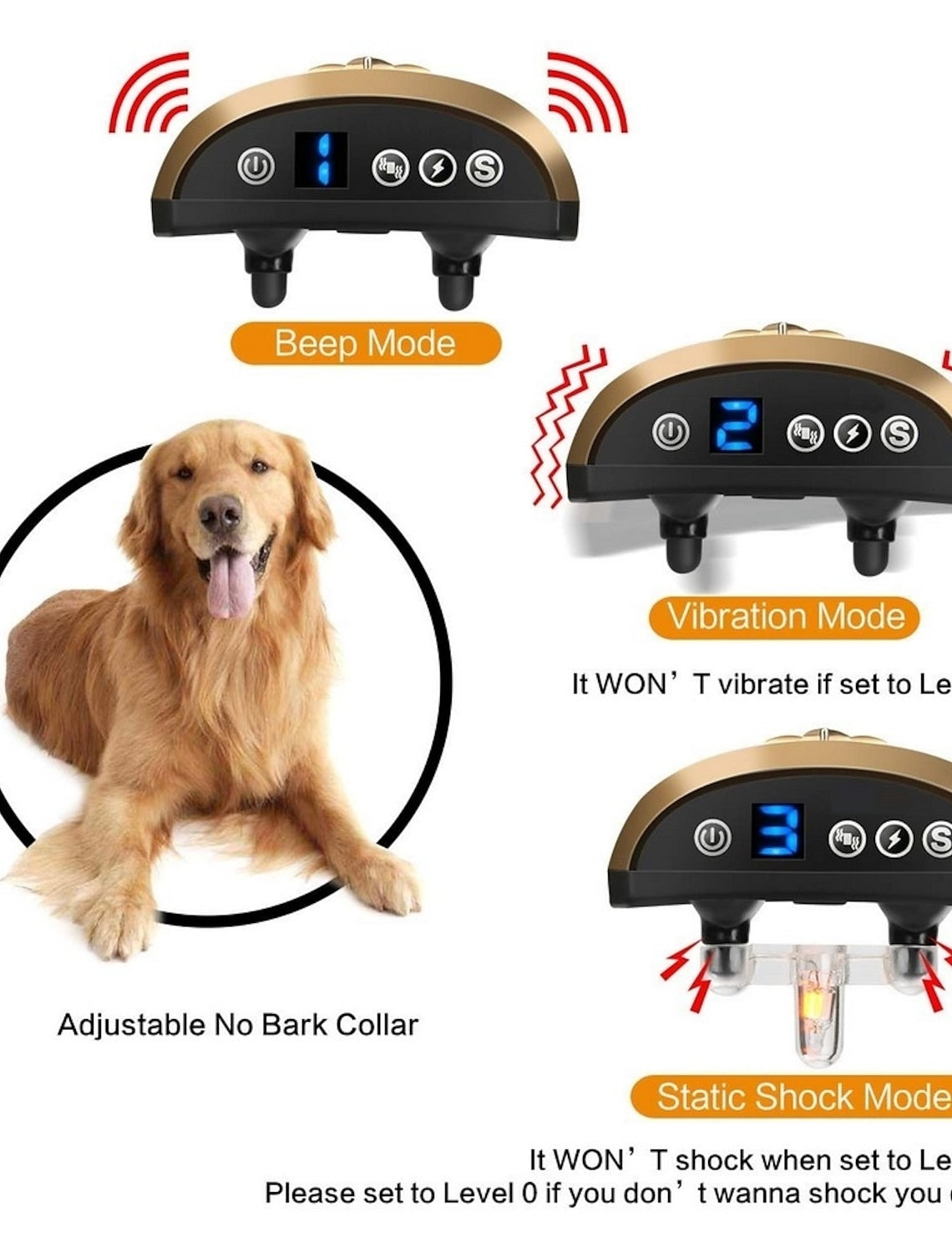 Dog Training Collar Dog Training Anti Bark Collar Shock Collar Adjustable Size Electric Dog Cat Pets Waterproof Anti Bark Electronic / Electric Safety Plastic Electronic Behaviour Aids For Pets