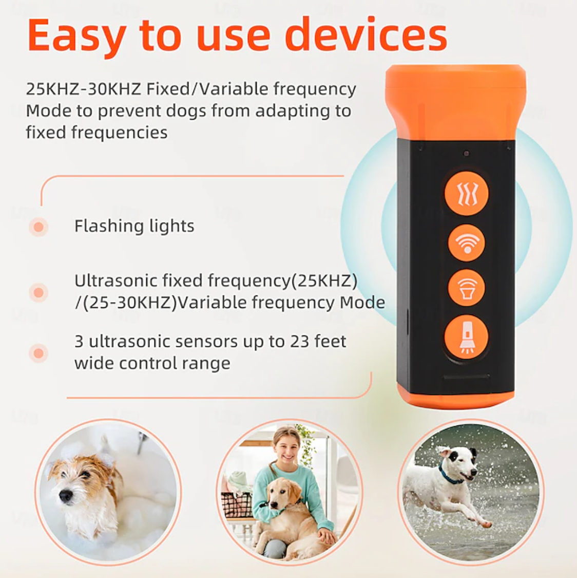 Dispositivo ultrasónico de control de ladridos para perros SU40 Repelente de perros de alta potencia con luz LED