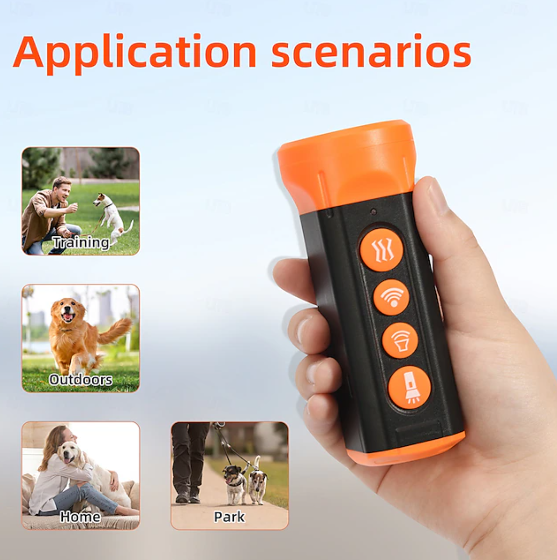Dispositivo ultrasónico de control de ladridos para perros SU40 Repelente de perros de alta potencia con luz LED