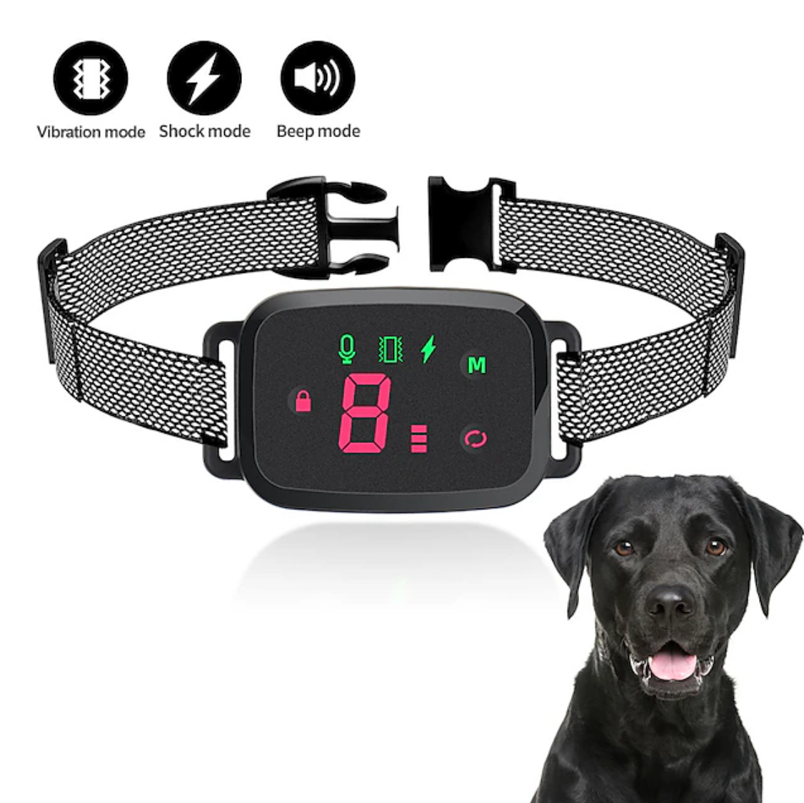 Collar de adiestramiento eléctrico impermeable antiladridos para perros de compañía Pantalla LED No necesita mando a distancia Collar de adiestramiento automático para perros