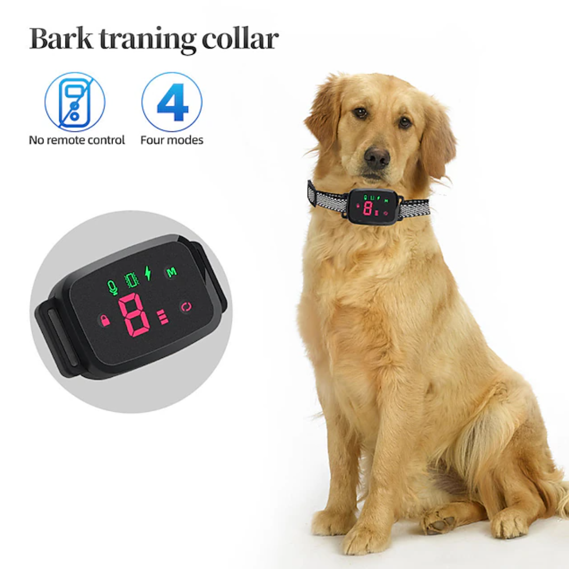 Collar de adiestramiento eléctrico impermeable antiladridos para perros de compañía Pantalla LED No necesita mando a distancia Collar de adiestramiento automático para perros