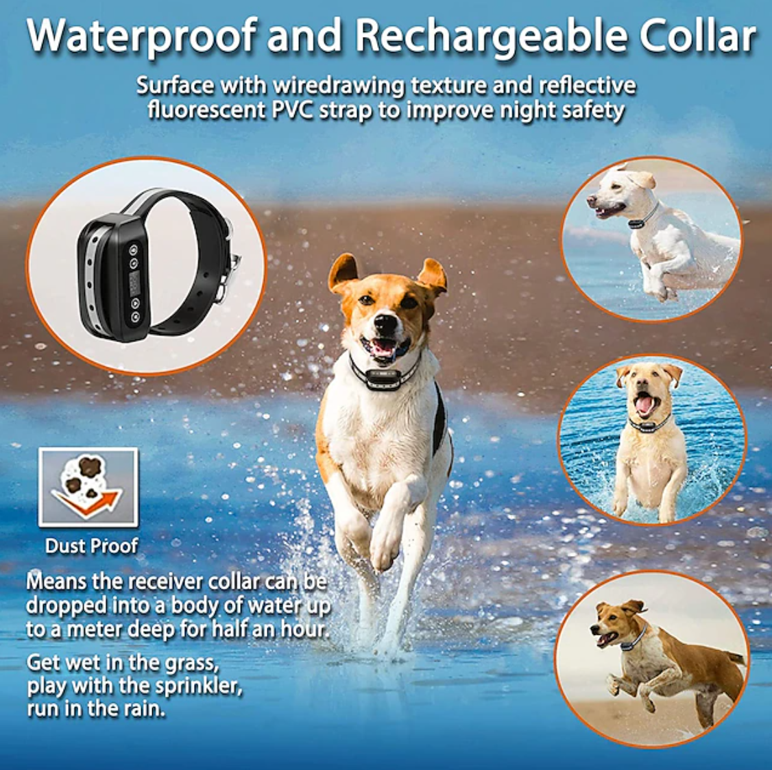 Collar Inalámbrico para Perros GPS Sistema de Contención para Perros Fácil Instalación Sólo para uso en exteriores Impermeable Recargable