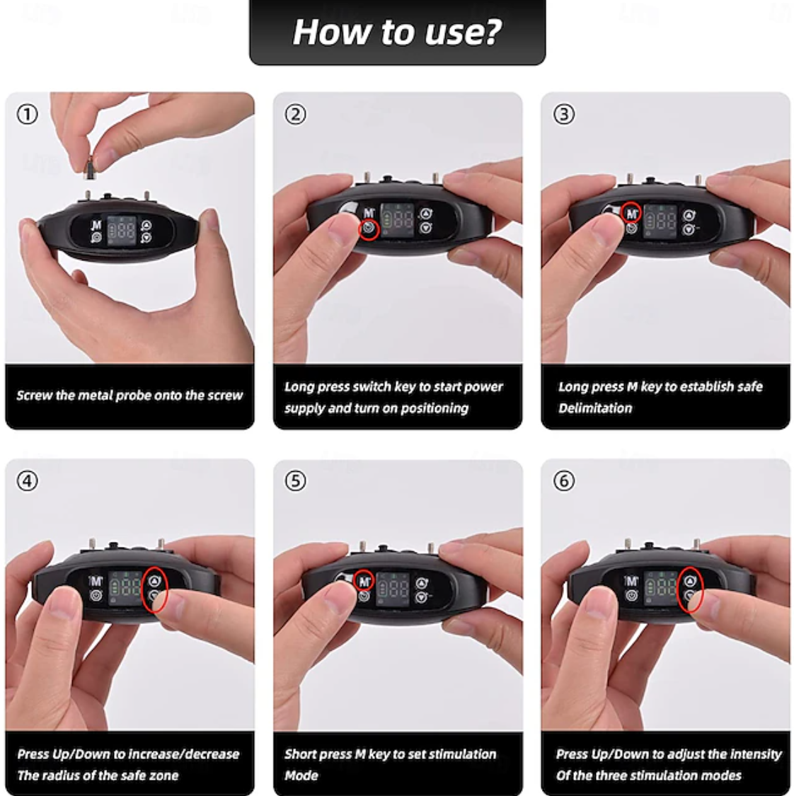 Collar Inalámbrico para Perros GPS Sistema de Contención para Perros Fácil Instalación Sólo para uso en exteriores Impermeable Recargable