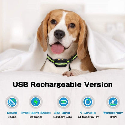Collar Antiladridos Recargable Collar Antiladridos Bip Shock Dispositivo de Adiestramiento para Perros con 7 Niveles de Sensibilidad Ajustables
